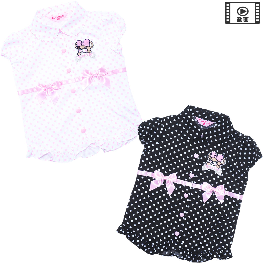 ドット柄半袖ブラウス