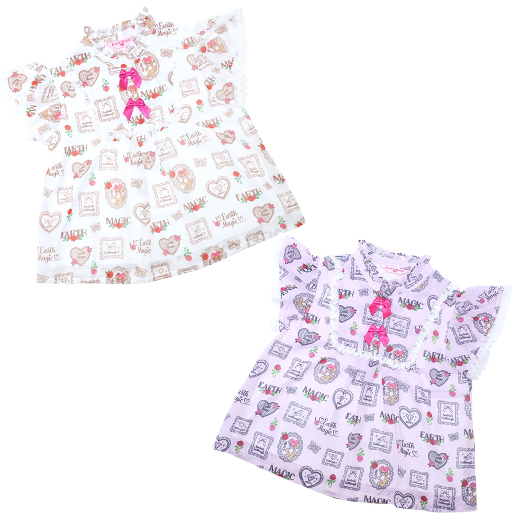 シフォンローズ総柄フリルブラウス