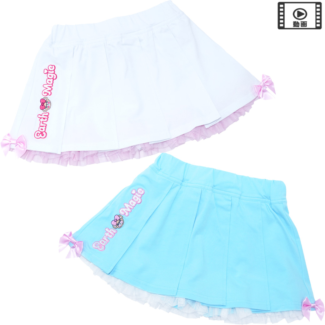 刺繍入りベア天竺プリーツスカート(インナーパンツ付)