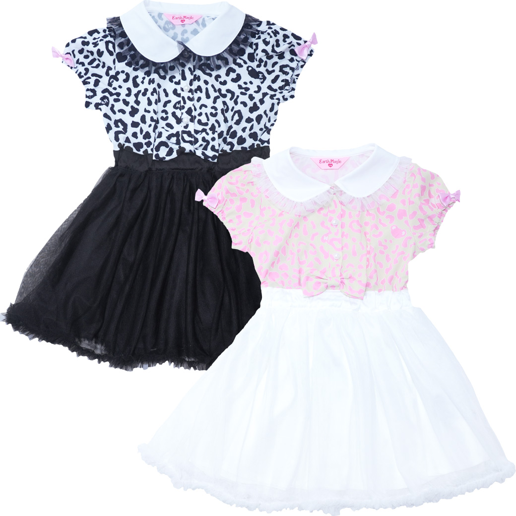 レオパード総柄×チュールスカートワンピース