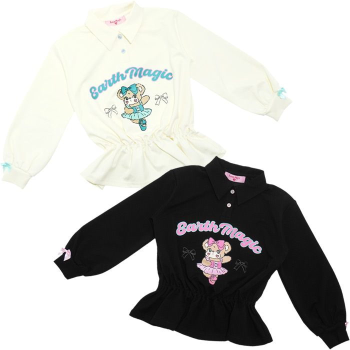 マフィープリント襟付きペプラムトレーナー