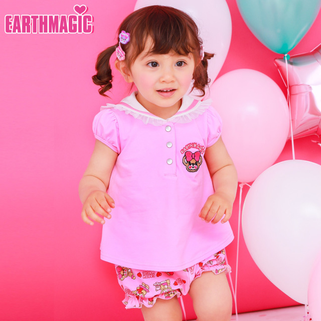 アースマジックベビー EARTHMAGIC BABY セーラーカラーAラインTシャツ  