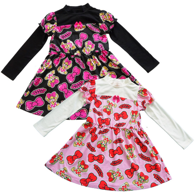 アースマジック Earthmagic リボンマフィー総柄 プチハイネック ワンピース 19秋冬