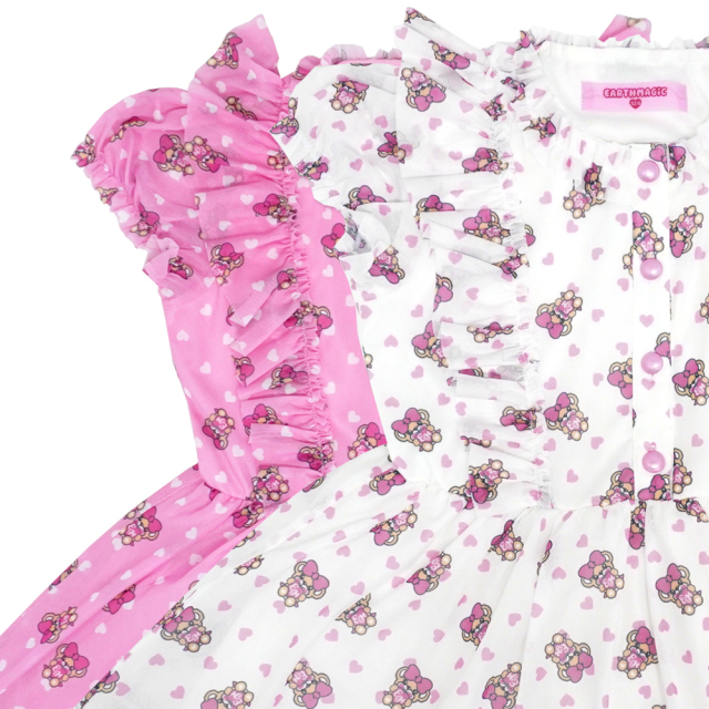 アースマジック EARTHMAGIC ミニ ハート マフィー 総柄 チュール ベビードール ワンピース 2021春夏