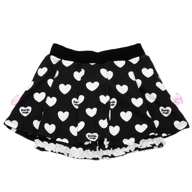 アースマジック EARTHMAGIC ハート ロゴ 総柄 スカート (インナー  