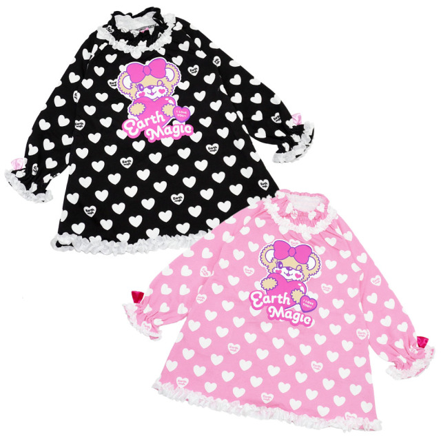 アースマジック EARTHMAGIC ハート ロゴ 総柄 ワンピース 