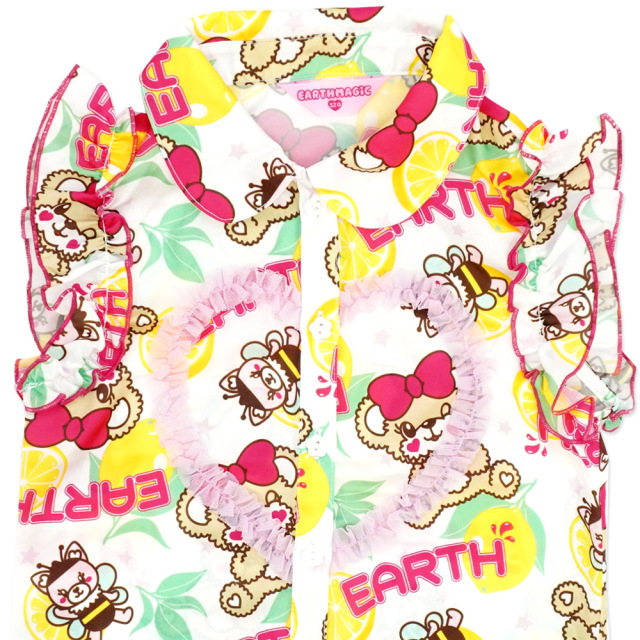 アースマジック EARTHMAGIC ハニー＆マフィー 総柄 ノースリーブ襟付きシャツ 2021春夏