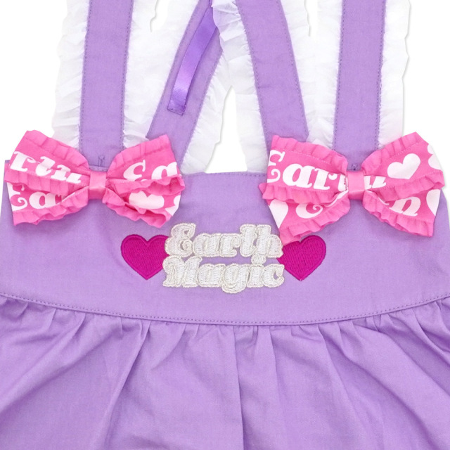 アースマジック EARTHMAGIC ジャンスカ 肩紐フリル ジャンパースカート サロペットスカート 無地 2021春夏