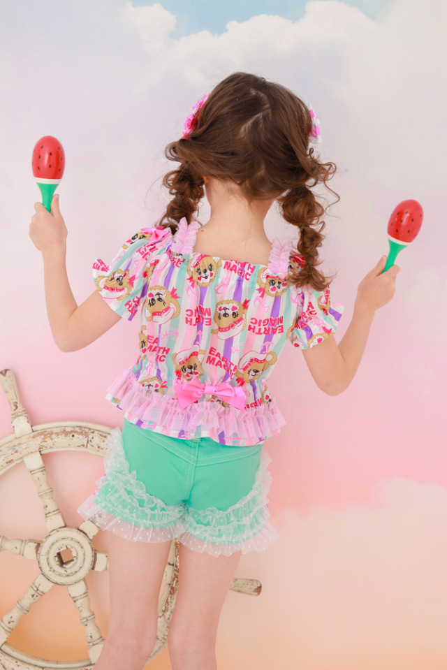 アースマジック EARTHMAGIC 総柄Tシャツ マリーンマフィー オフショルダー パフスリーブ ブラウス 2021春夏