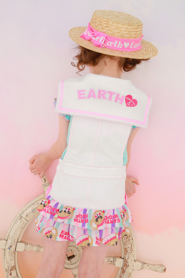 アースマジック EARTHMAGIC セーラーデニムジャンスカ ジップアップ マリーンマフィー総柄 ジャンパースカート 2021春夏