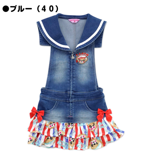 アースマジック EARTHMAGIC セーラーデニムジャンスカ ジップアップ マリーンマフィー総柄 ジャンパースカート 2021春夏