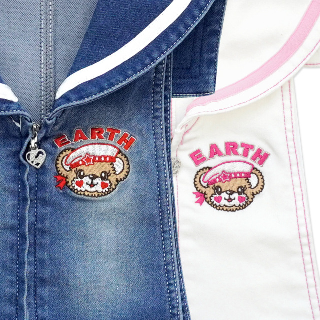 アースマジック EARTHMAGIC セーラーデニムジャンスカ ジップアップ マリーンマフィー総柄 ジャンパースカート 2021春夏