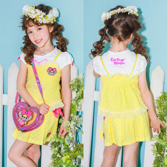 アースマジック EARTHMAGIC コットンレースプリーツスカート マフィー インナーパンツ付 スカパン 2021春夏