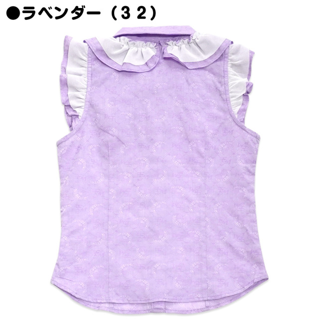 アースマジック EARTHMAGIC シャンブレー ノースリーブフリルブラウス フェイスマフィー総柄 肩フリル 2021春夏