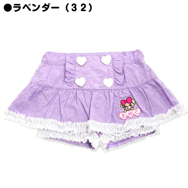 アースマジック EARTHMAGIC シャンブレー ハートボタンスカート フェイスマフィー総柄 インナーパンツ付 スカパン 2021春夏