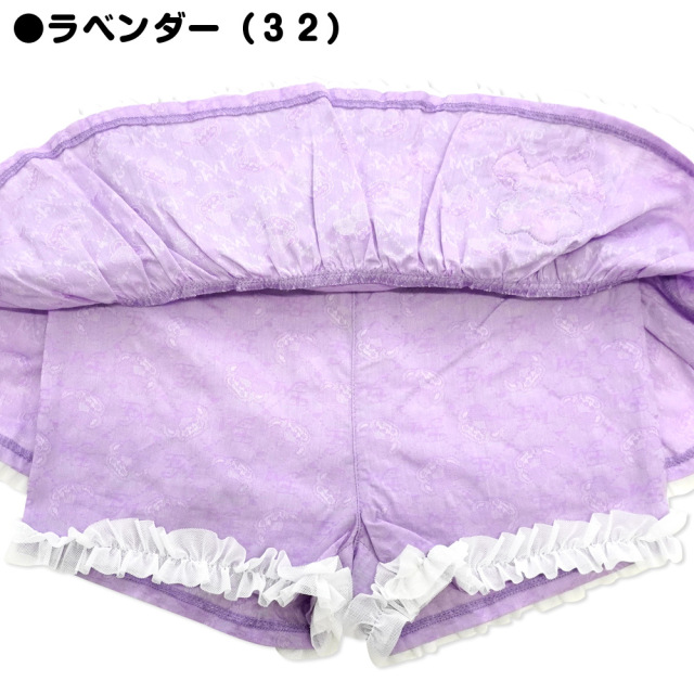 アースマジック EARTHMAGIC シャンブレー ハートボタンスカート フェイスマフィー総柄 インナーパンツ付 スカパン 2021春夏