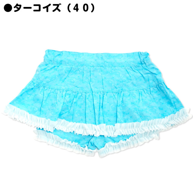 アースマジック EARTHMAGIC シャンブレー ハートボタンスカート フェイスマフィー総柄 インナーパンツ付 スカパン 2021春夏