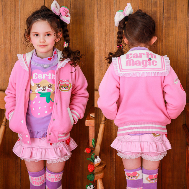 アースマジック EARTHMAGIC ストレッチカラーデニムスカートonパンツ サイドポケットフリル スカパン インナーパンツ付 2021秋冬