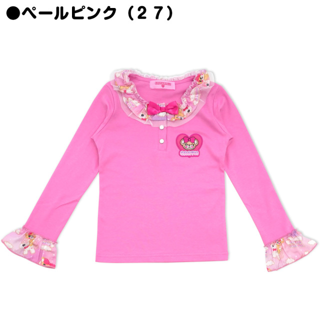 アースマジック EARTHMAGIC 無地×マフィー＆ユニコーン総柄襟付きシャツ 2021秋冬 ビビッドピンク ペールピンク ラベンダー