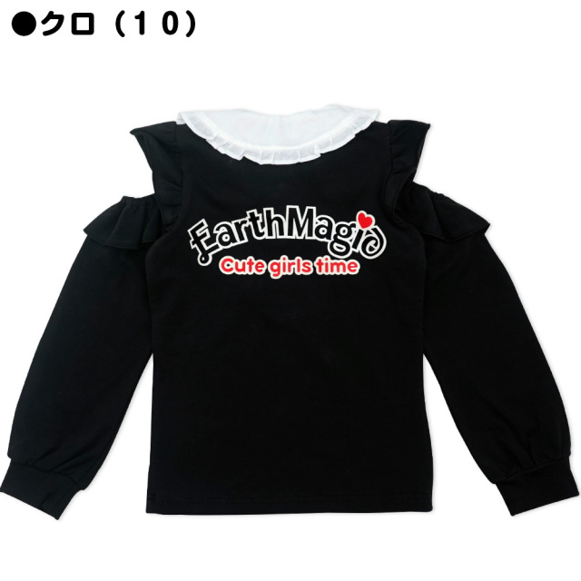 アースマジック EARTHMAGIC ハートチェックマフィー 襟付き肩あき長袖Tシャツ オープンショルダー ベロア総柄リボン 2021秋冬 全3色