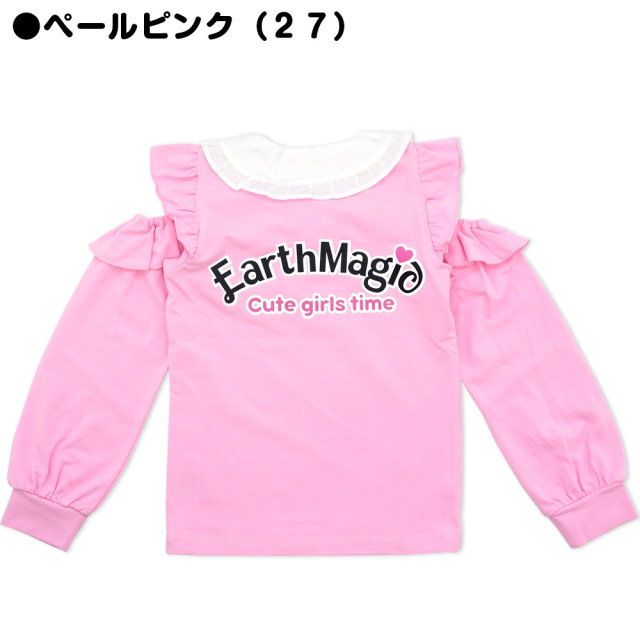 アースマジック EARTHMAGIC ハートチェックマフィー 襟付き肩あき長袖Tシャツ オープンショルダー ベロア総柄リボン 2021秋冬 全3色