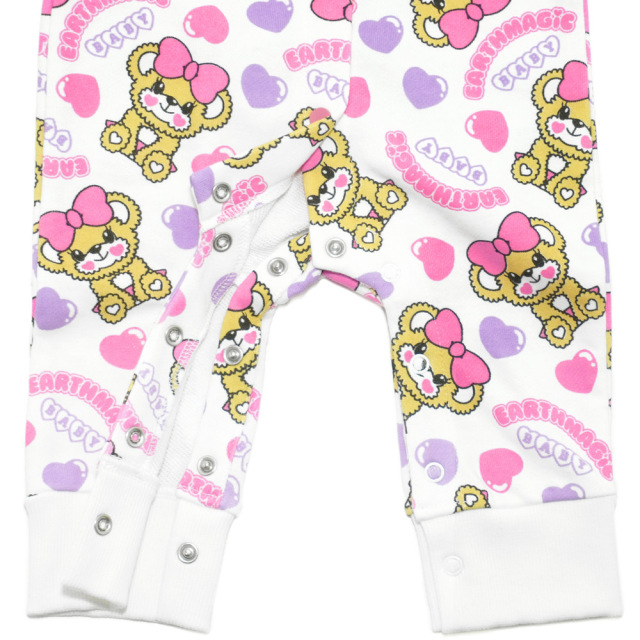 アースマジックベビー EARTHMAGIC BABY キャンディーハートベビー総柄クマ耳キャップ＆カバーオールセット マフィー 2021秋冬