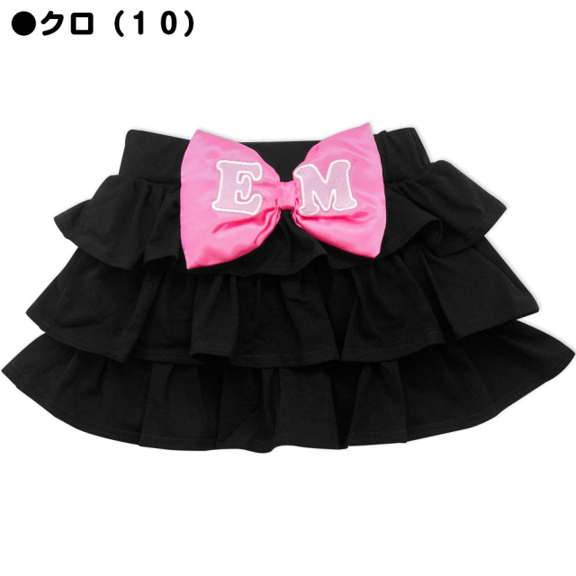 アースマジック EARTHMAGIC ハートカットワークティアードスカート インナーパンツ付 ぷっくりリボン 2021秋冬 クロ アカ