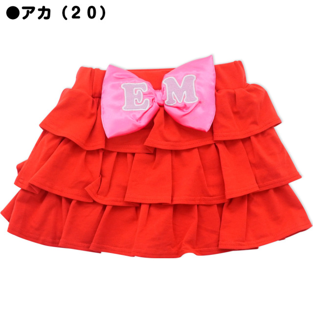 アースマジック EARTHMAGIC ハートカットワークティアードスカート インナーパンツ付 ぷっくりリボン 2021秋冬 クロ アカ