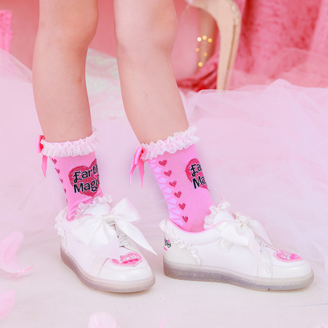 アースマジック EARTHMAGIC バックレースアップ風クルーソックス  