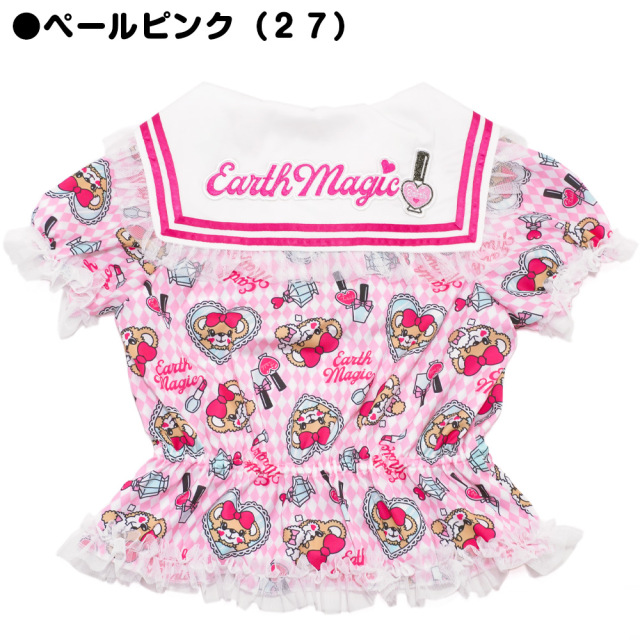 アースマジック EARTHMAGIC コスメ柄セーラーカラーブラウス アイボリー ペールピンク マフィー セーラー襟 2022春夏