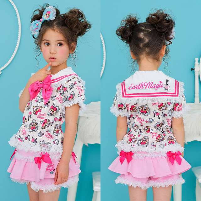 アースマジック EARTHMAGIC コスメ柄セーラーカラーブラウス アイボリー ペールピンク マフィー セーラー襟 2022春夏