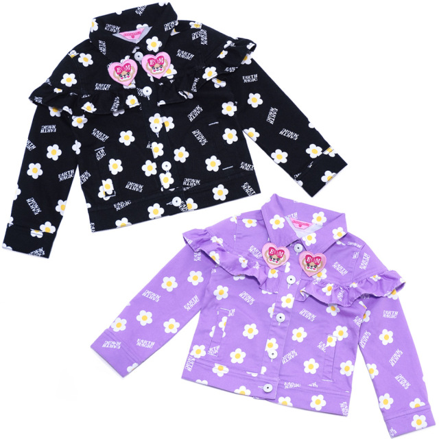 アースマジック EARTHMAGIC デイジー柄ストレッチツイルGジャン クロ  