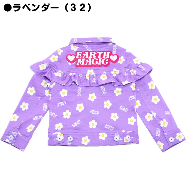 アースマジック EARTHMAGIC デイジー柄ストレッチツイルGジャン クロ ラベンダー マフィーワッペン デニム アウター 2022春夏