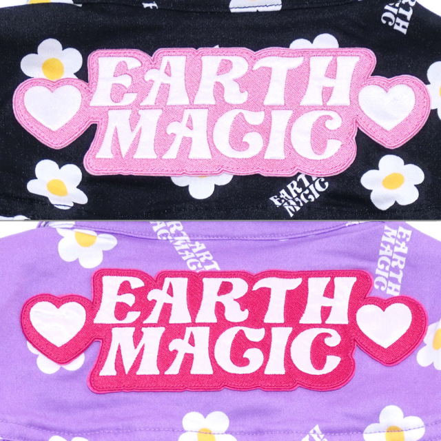 アースマジック EARTHMAGIC デイジー柄ストレッチツイルGジャン クロ ラベンダー マフィーワッペン デニム アウター 2022春夏