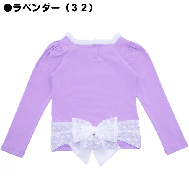 アースマジック EARTHMAGIC デイジーマフィープリント スクエアネックバックリボン長袖Tシャツ クロ ペールピンク ラベンダー 2022春夏