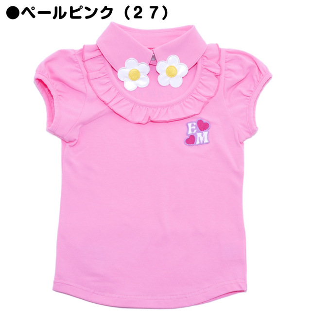 アースマジック EARTHMAGIC デイジーモチーフ襟付きTシャツ ペールピンク エメグリ 胸開き パフスリーブ 2022春夏