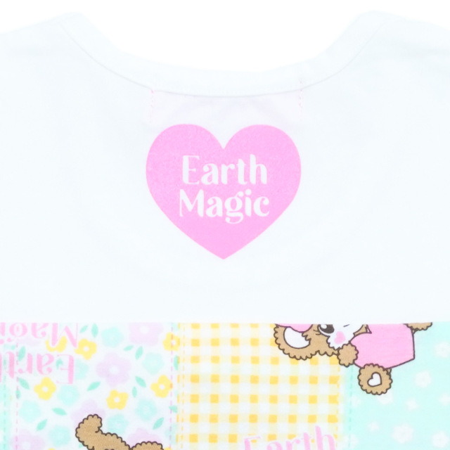 【3/22入荷】アースマジック EARTHMAGIC パッチワーク総柄切替Tシャツ ビビッド パステル マフィー パフスリーブ 2022春夏