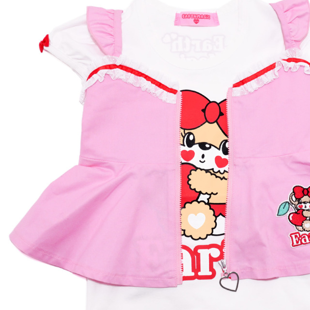 アースマジック EARTHMAGIC カラーツイルビスチェ＆プリントTシャツセット ペールピンク エメグリ チェリーマフィー 2022春夏