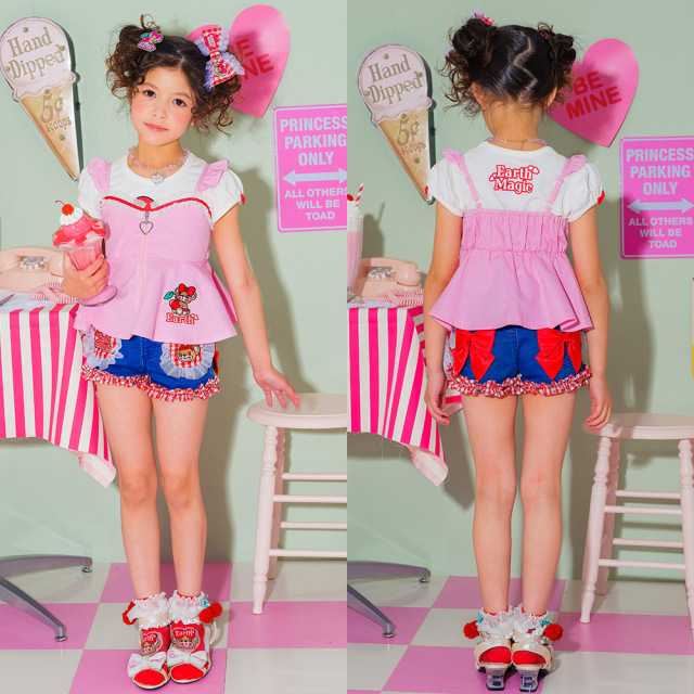 アースマジック EARTHMAGIC カラーツイルビスチェ＆プリントTシャツ  