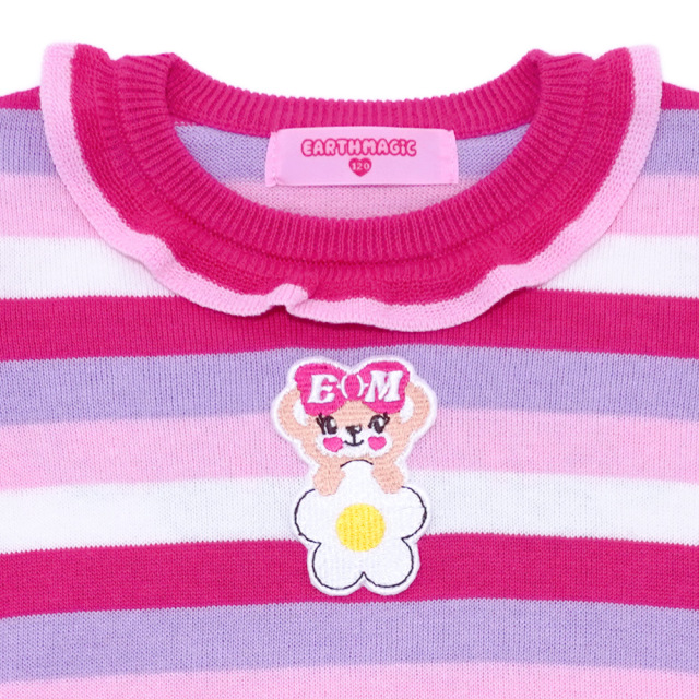 アースマジック EARTHMAGIC ボーダーニット半袖プルオーバー ピンク マルチパステル デイジーマフィー 2022春夏