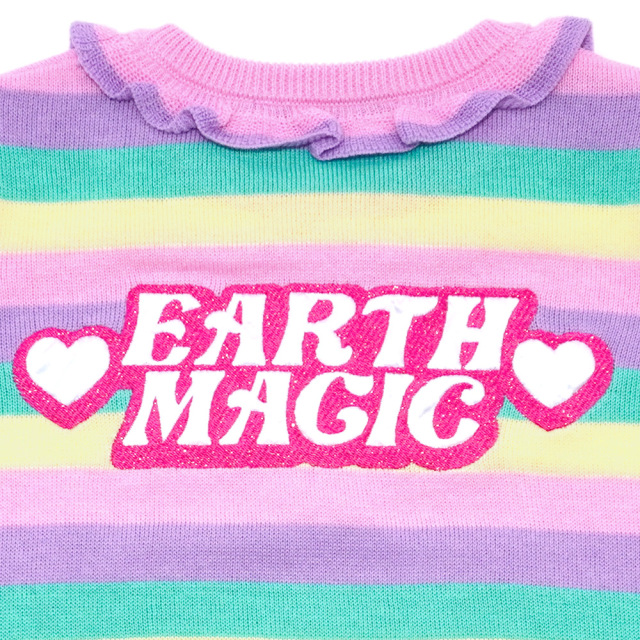 アースマジック EARTHMAGIC ボーダーニット半袖プルオーバー ピンク マルチパステル デイジーマフィー 2022春夏