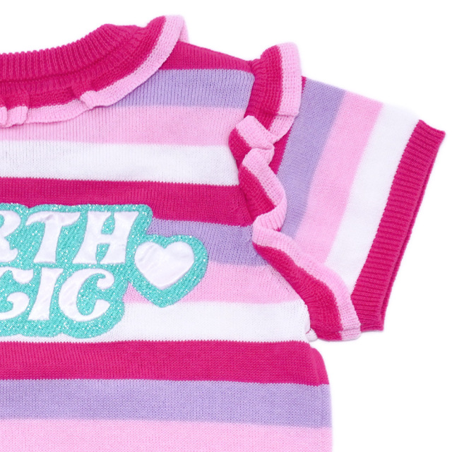アースマジック EARTHMAGIC ボーダーニット半袖プルオーバー ピンク マルチパステル デイジーマフィー 2022春夏