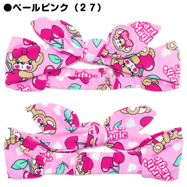 アースマジック EARTHMAGIC チェリーマフィー総柄バンダナカチューム シロ ペールピンク ワイヤーリボン ヘアバンド 2022春夏