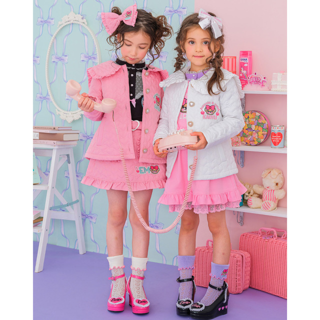 アースマジック EARTHMAGIC ハートキルティング台形スカート シロ ペールピンク マフィー インナーパンツ付 2022秋冬