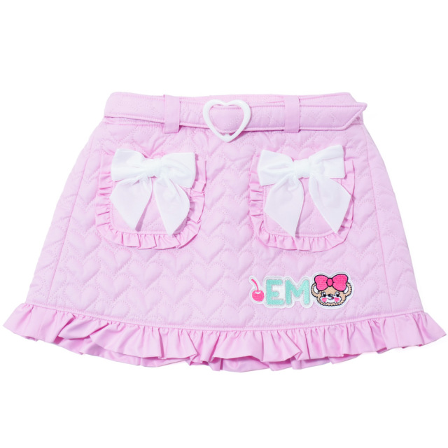 アースマジック EARTHMAGIC ハートキルティング台形スカート シロ ペールピンク マフィー インナーパンツ付 2022秋冬