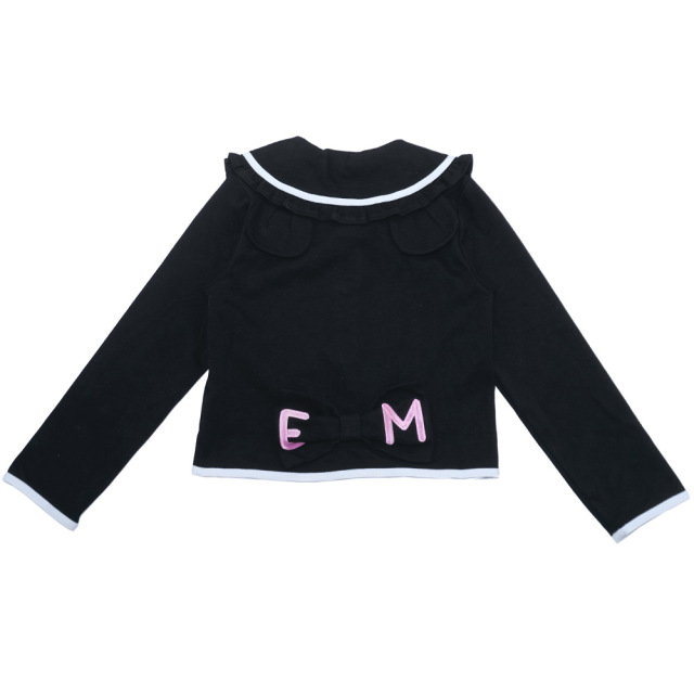 アースマジック EARTHMAGIC ポンチ生地パイピングクマ耳ジャケット クロ ペールピンク フォーマル パール釦 マフィー 2022秋冬