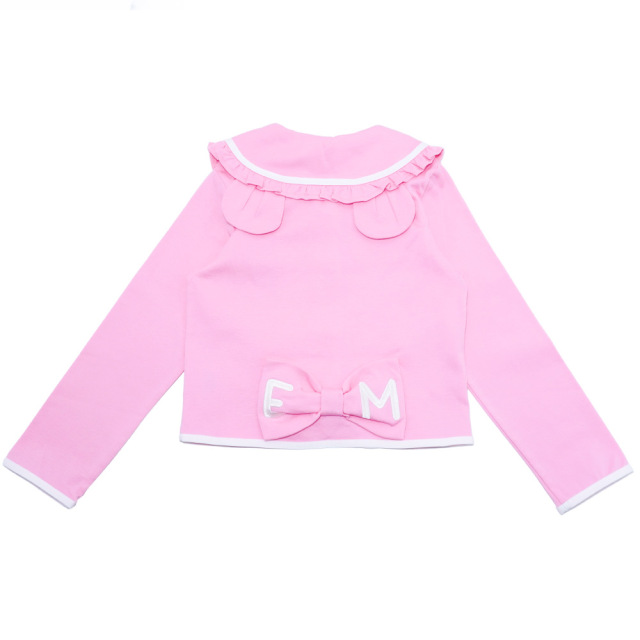 アースマジック EARTHMAGIC ポンチ生地パイピングクマ耳ジャケット クロ ペールピンク フォーマル パール釦 マフィー 2022秋冬