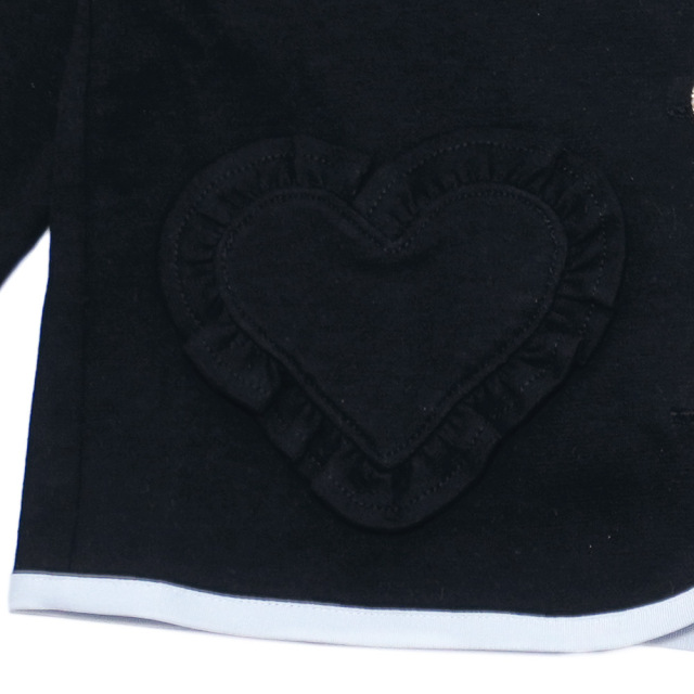 アースマジック EARTHMAGIC ポンチ生地パイピングクマ耳ジャケット クロ ペールピンク フォーマル パール釦 マフィー 2022秋冬