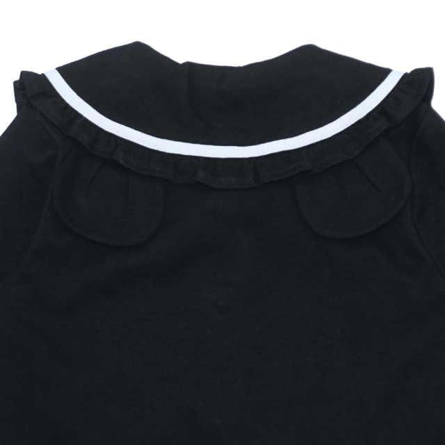 アースマジック EARTHMAGIC ポンチ生地パイピングクマ耳ジャケット クロ ペールピンク フォーマル パール釦 マフィー 2022秋冬