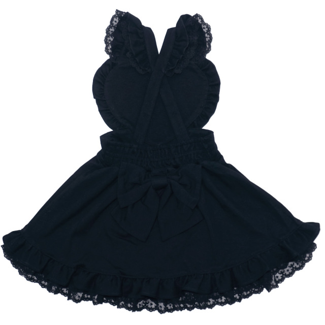 アースマジック EARTHMAGIC ポンチ生地ハート胸当てジャンパースカート  